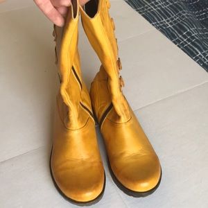 Jafa Yellow Leather Boots Sz 38